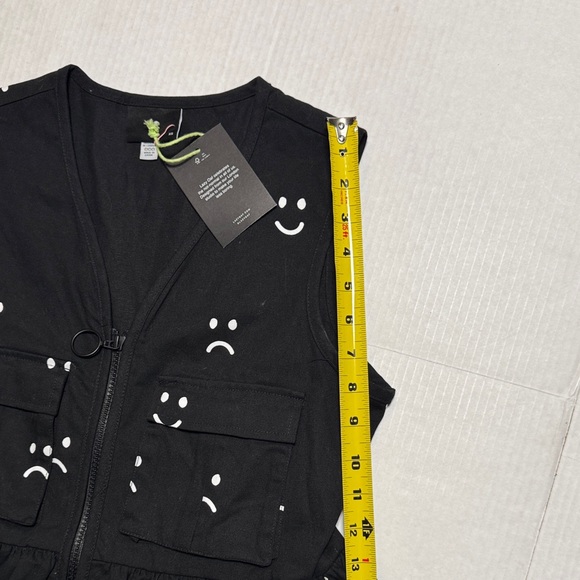 LAZY OAF NWT Happy Sad Gilet Dress Black White Dual Zipper Sleeveless Skater XS - Picture 9 of 16